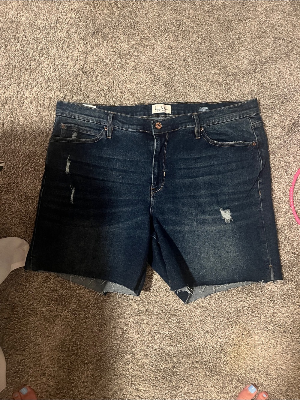 Nicole Miller Dark Blue Distressed Denim Shorts